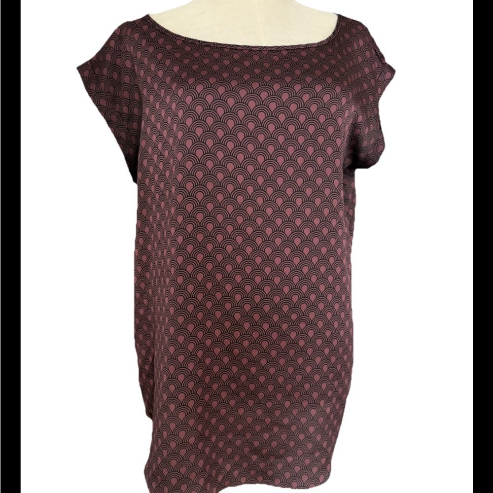 express women’s tops Large Short Sleeve Brown/black Geometric Shirt Blouse